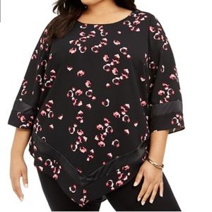 ALFANI PLUS SIZE PRINTED POINTED HEM TOP